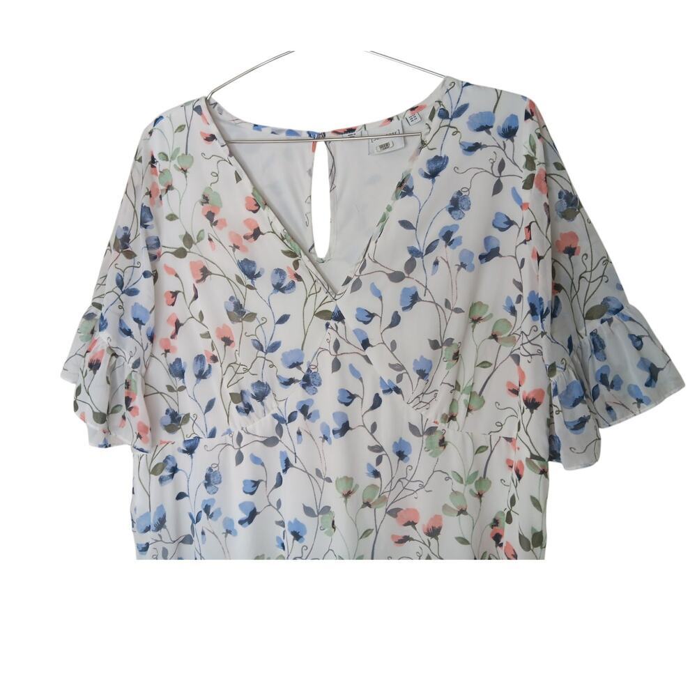 Junarose Women’s Dress 14 Floral Ruffle Hem Short Sleeve Above Knee Boho Spring - Picture 4 of 15